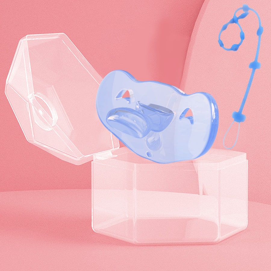 Baby Pacifier With Chain In Sky Blue Color Elephant Character main image 0