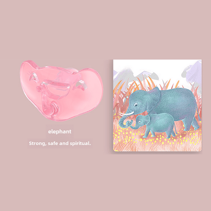 Babybond Anatomical Elephant Silicone Pacifier with Chain, One-Piece Design, Pink, Boilable and BPA-Free
