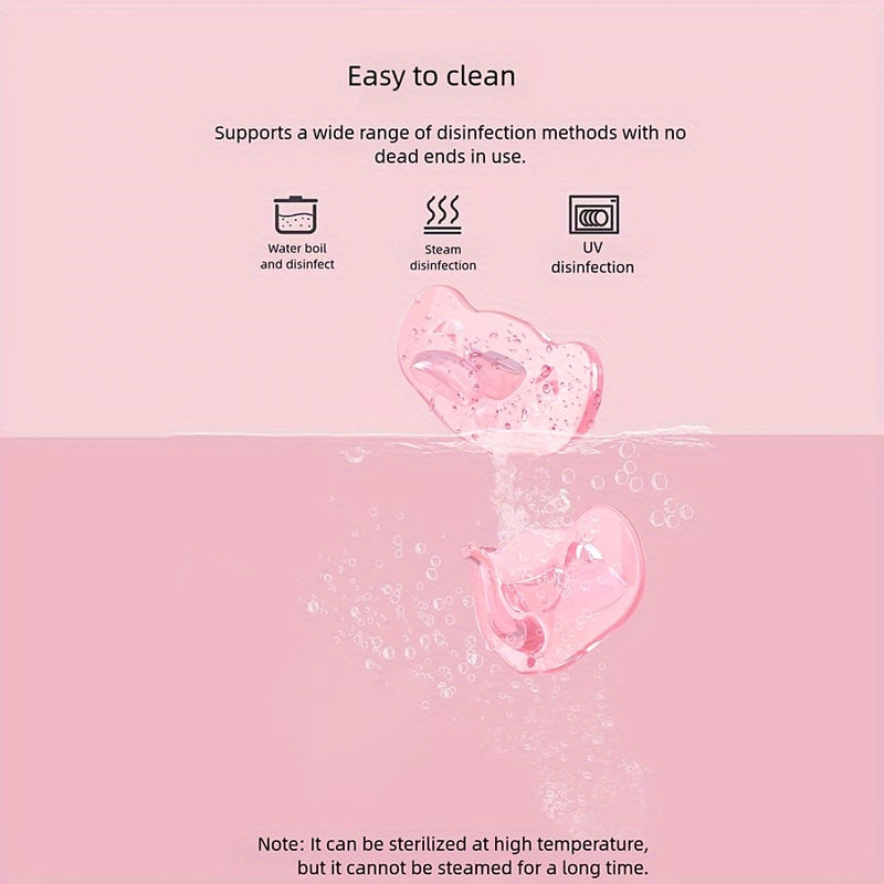 Babybond Anatomical Elephant Silicone Pacifier with Chain, One-Piece Design, Pink, Boilable and BPA-Free