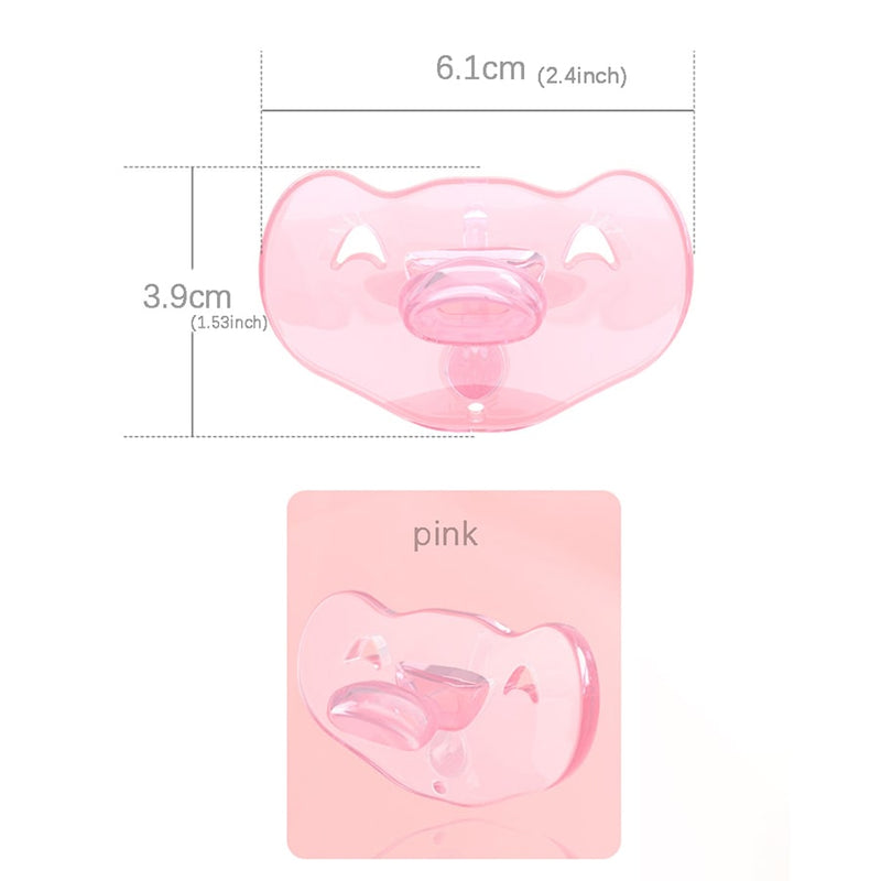 Babybond Anatomical Elephant Silicone Pacifier with Chain, One-Piece Design, Pink, Boilable and BPA-Free