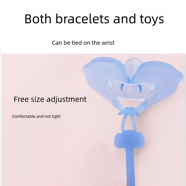 Babybond Anatomical Elephant Silicone Pacifier with Chain, One-Piece Design, Blue, Boilable and BPA-Free