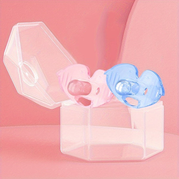 Babybond Anatomical Elephant Silicone Pacifier without Chain, One-Piece Design, Blue, Boilable and BPA-Free, Blue and Pink, 2 Pack