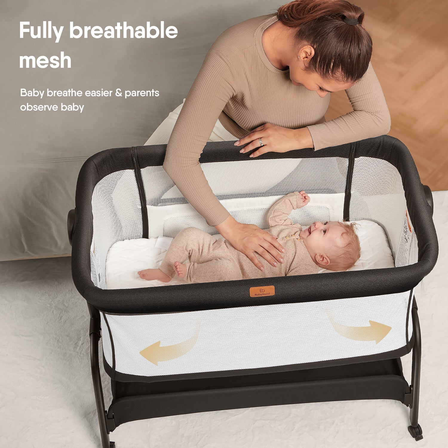 BabyBond Baby 3 in 1 Bedside Sleeper with Soft Mattr