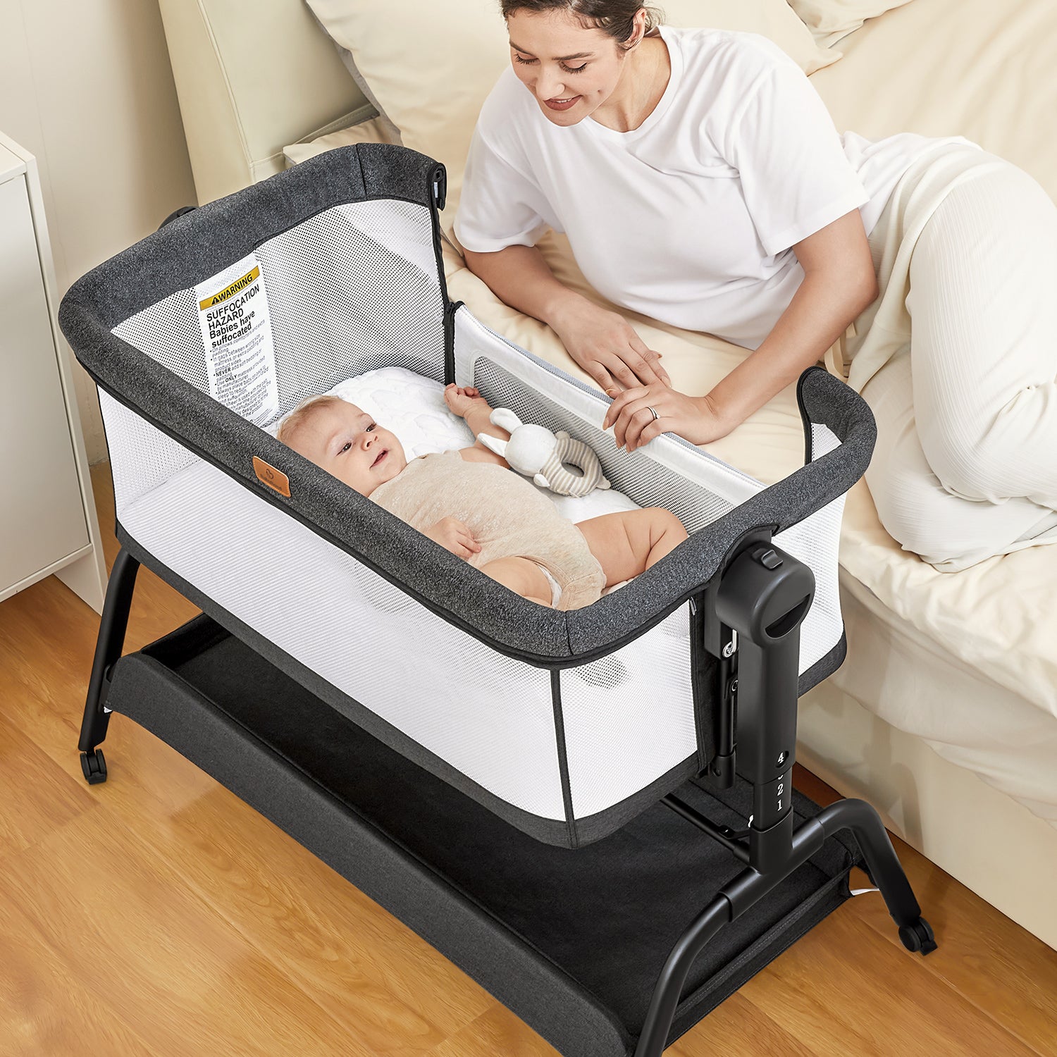 BabyBond Baby Bassinet 4 in 1 Infant & Toddler Cradle with Soft Waterp