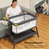 BabyBond Baby Bassinet 4 in 1 Infant & Toddler Cradle with Soft Waterproof Mattress