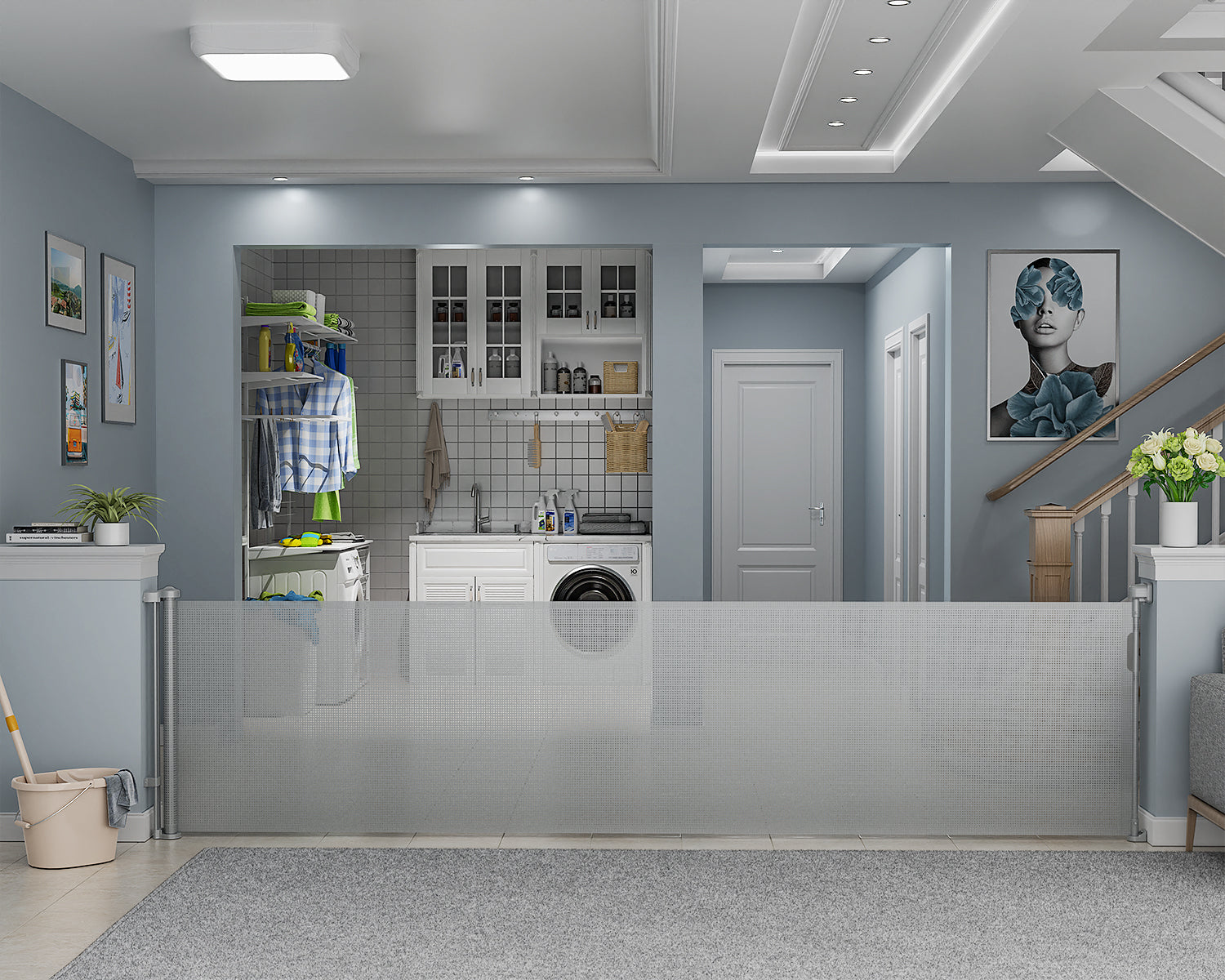 BabyBond Retractable Mesh Baby Extra Wide Gate,33" Tall,Large Extends