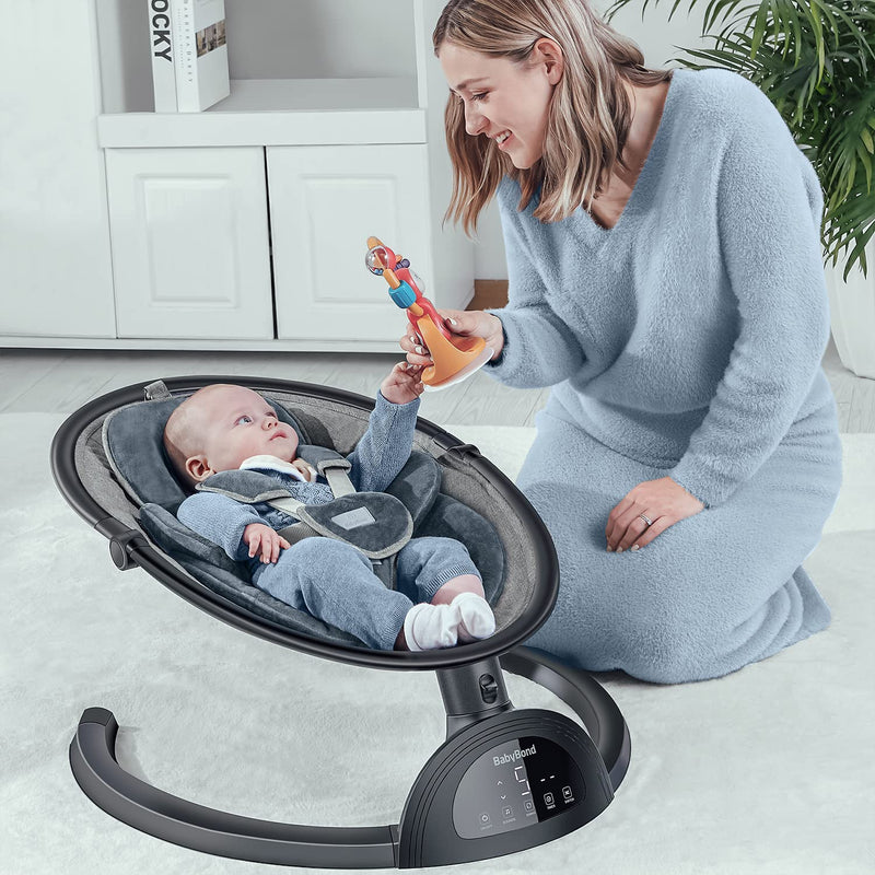 BabyBond Electric Infant Swing with 5 Point Harness Belt for Newborn B