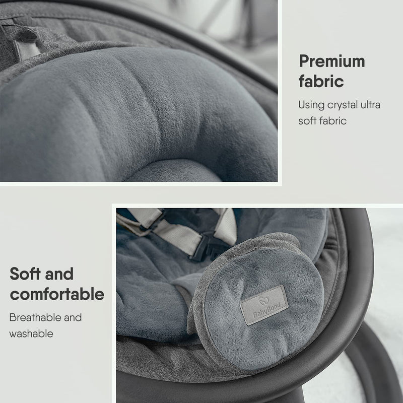 BabyBond Electric Infant Swing with 5 Point Harness Belt for Newborn Baby
