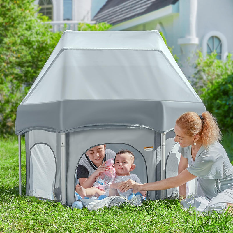 BabyBond Baby Playpen Pop-Up Dome Tent with Canopy and Mat For Outdoor Use