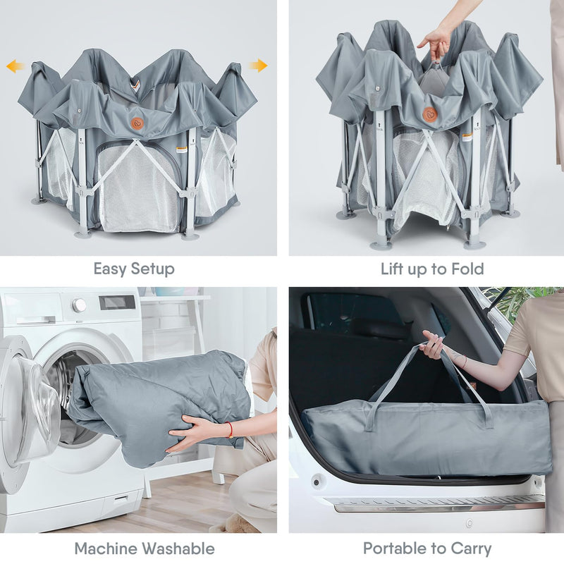BabyBond Baby Playpen Pop-Up Dome Tent with Canopy and Mat For Outdoor Use