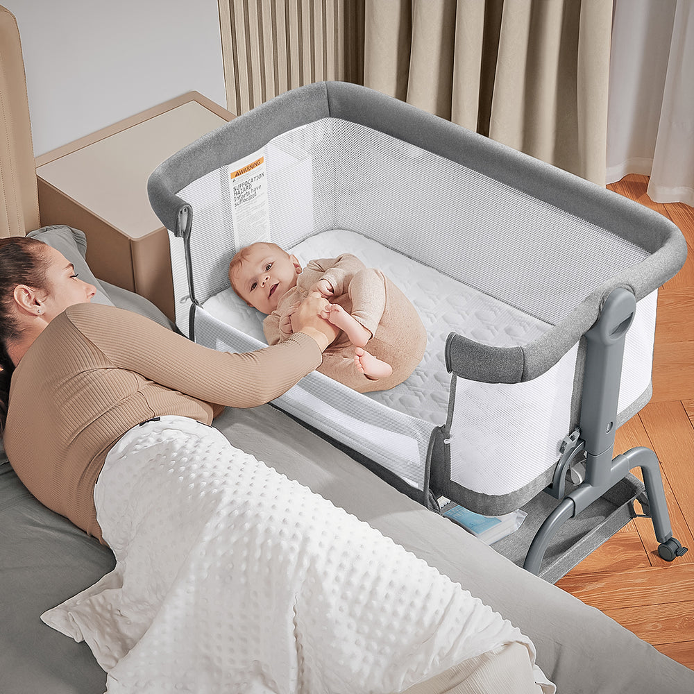 BabyBond Baby Bassinet 3 In 1 Bedside Sleeper With Soft Mattress And Sheet 6 Height Adjustable Baby Sleeper Bedside Crib For Infants