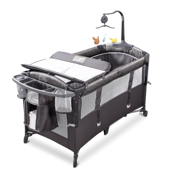 BabyBond Baby Bassinet Bedside Crib Co Sleeper with Sheet, Diaper Changing Table and Music Mobile from Newborn to Toddler