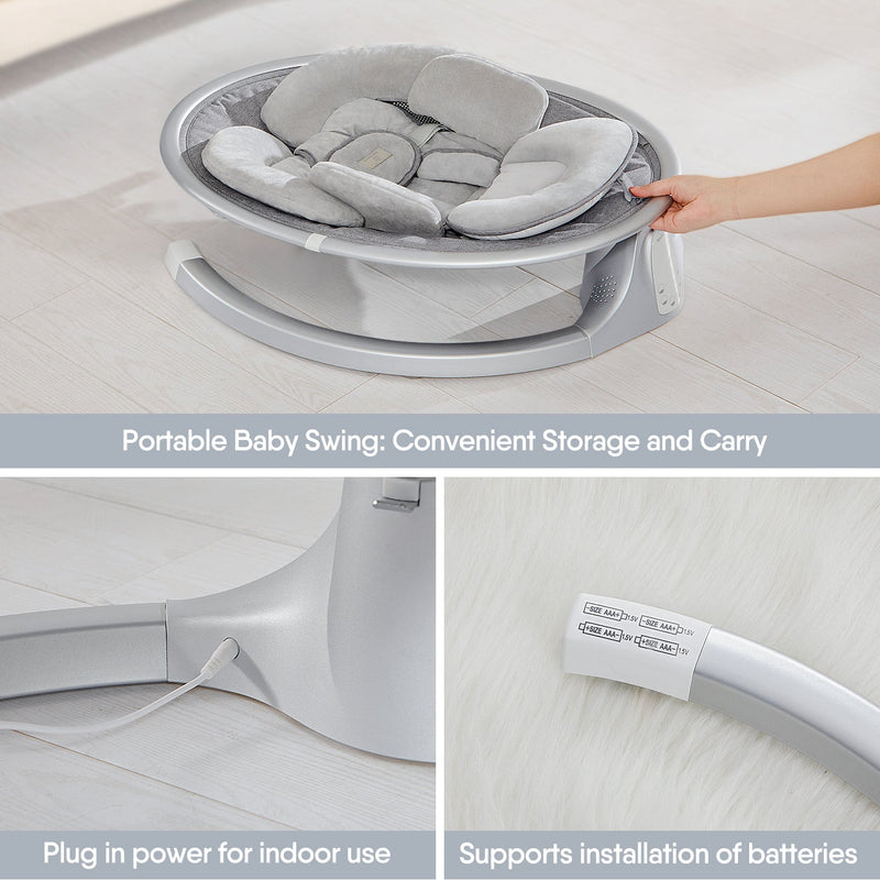 BabyBond Baby Swings for Infants, Bluetooth Infant Swing with Music Speaker, 5 Point Harness Belt, 5 Speeds and Remote Control